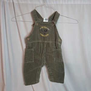 Lion King Kids Olive Green Corduroy Overalls Size 3/6 Month
